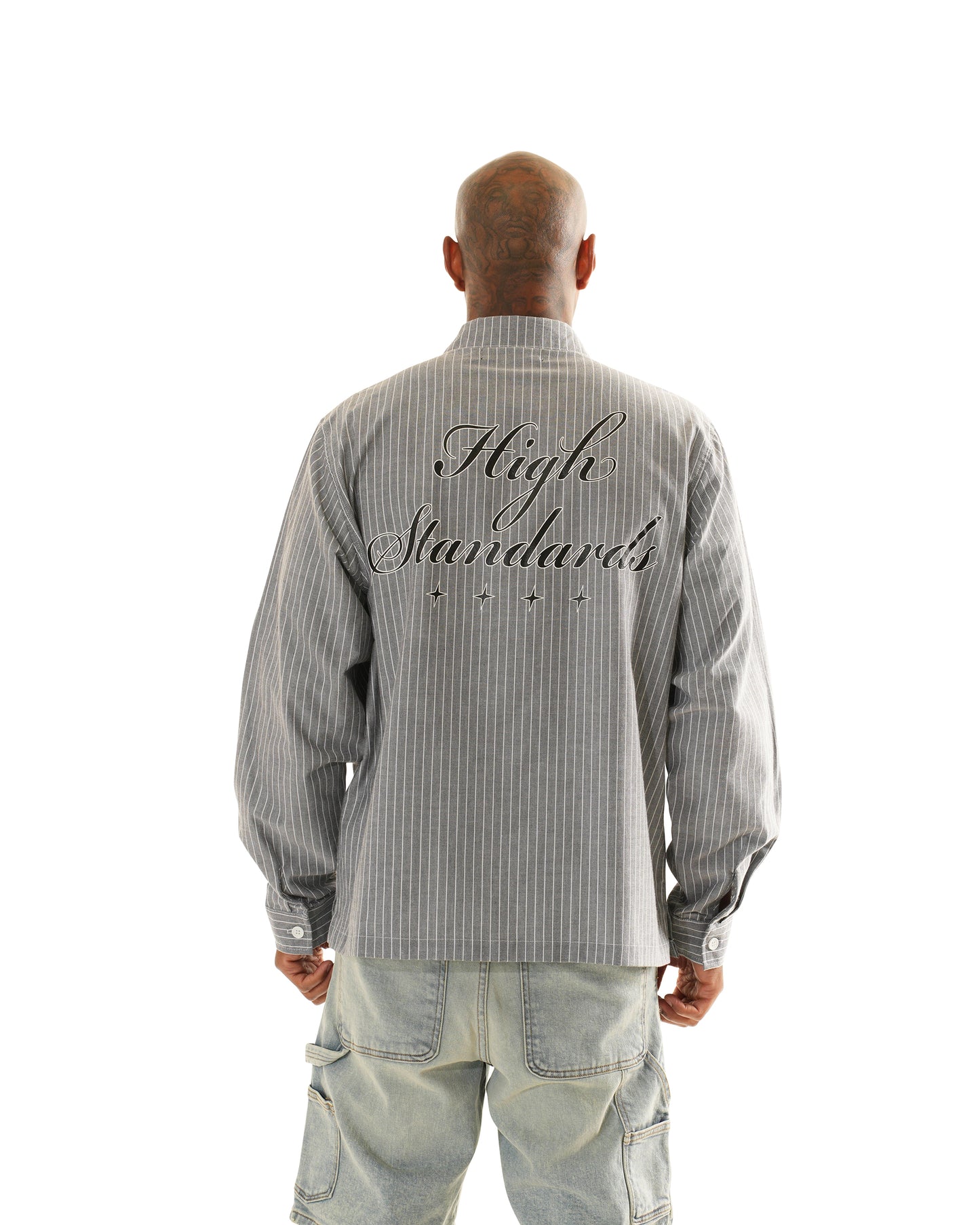 HS BLACK PIN STRIPE ZIP FLANNEL