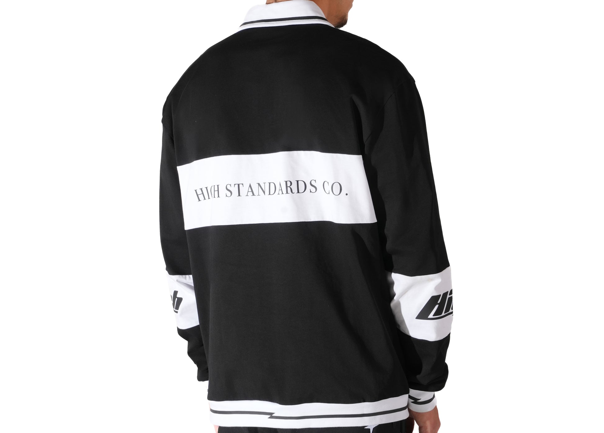 HS BLACK BOLTED LONG SLEEVE POLO