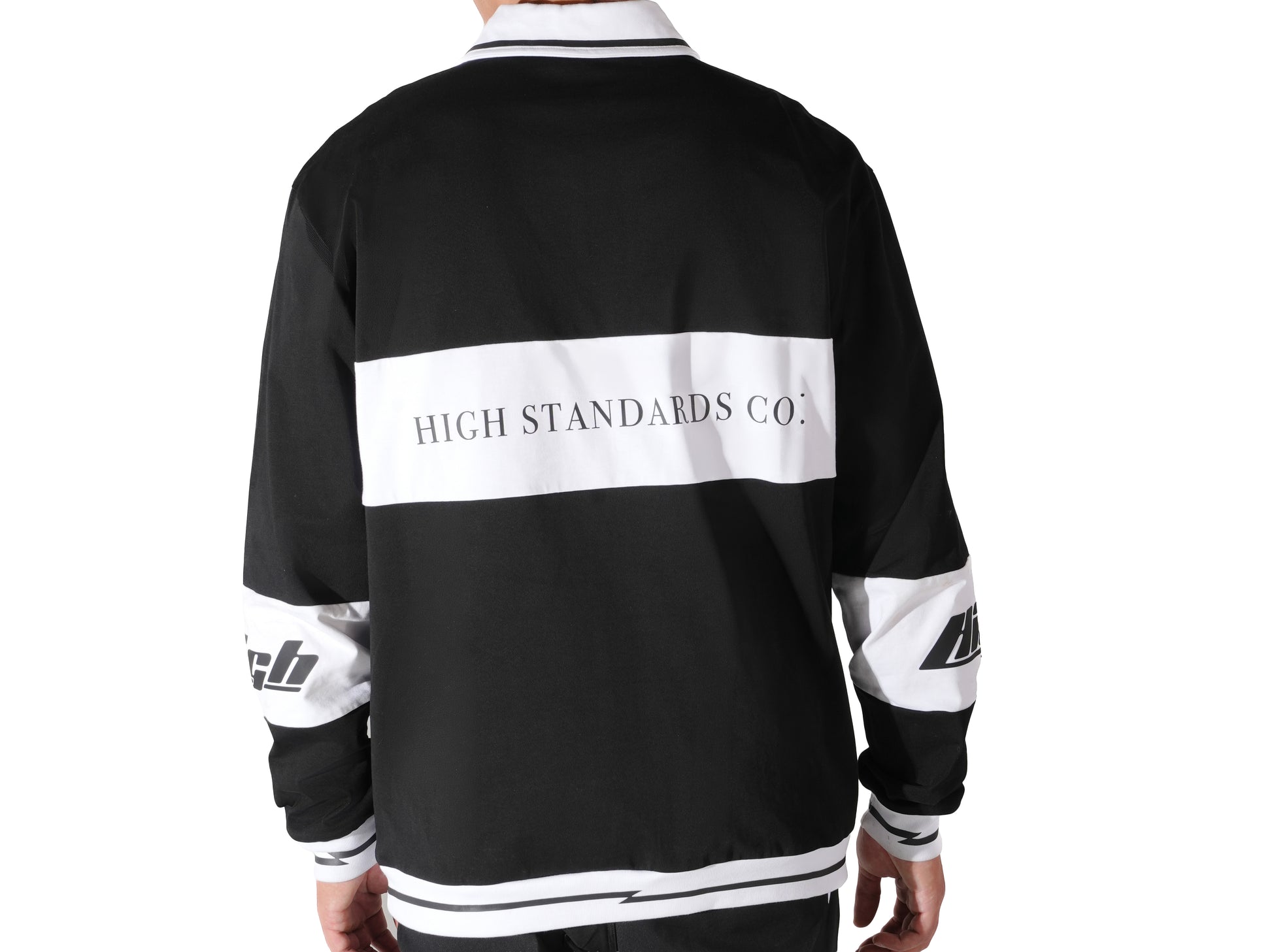 HS BLACK BOLTED LONG SLEEVE POLO