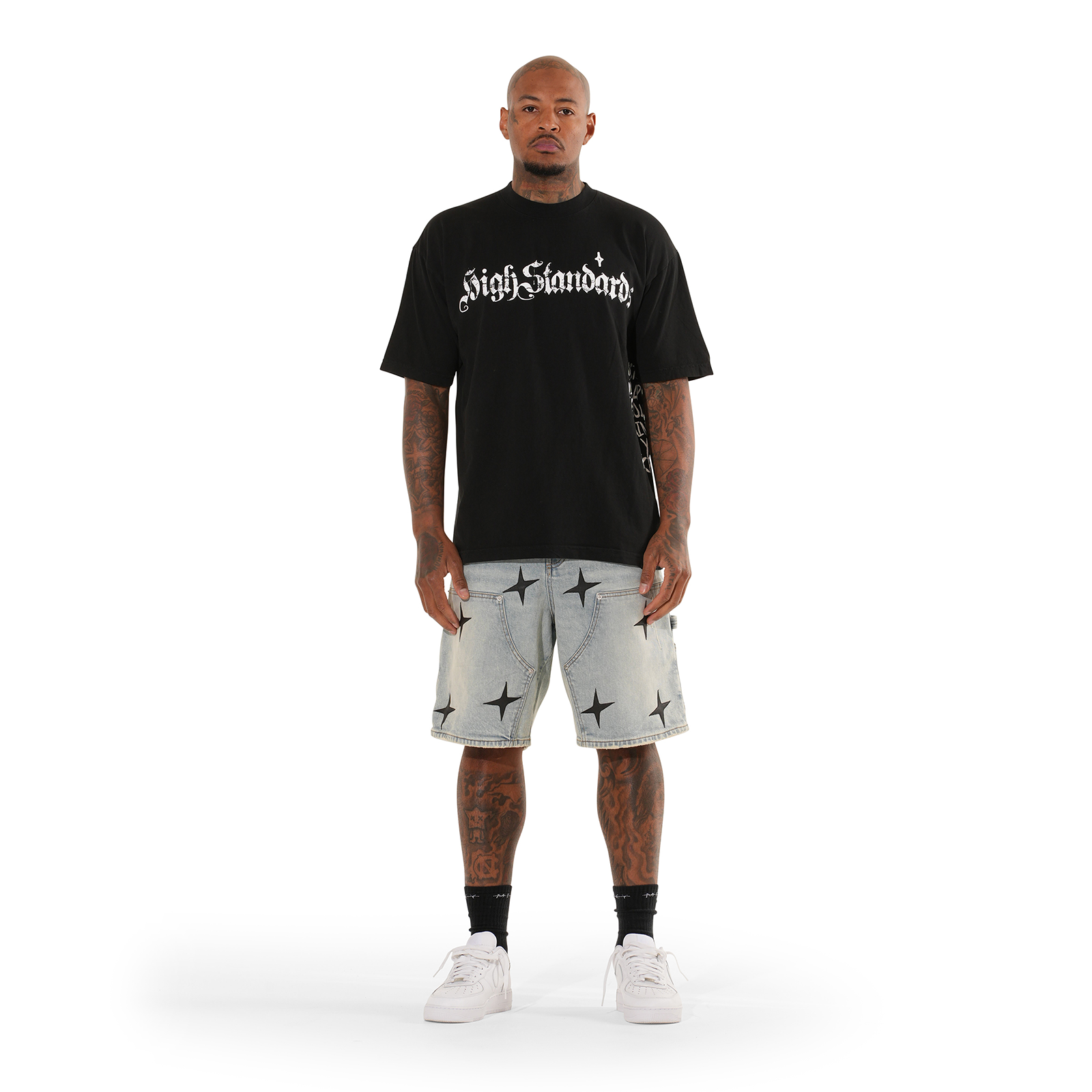 HS BLUE WASH STAR DENIM CARPENTER SHORT